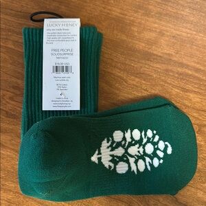 Free People Solid Surprise Butti Green Socks NWT